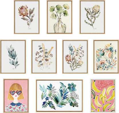 Kate and Laurel Sylvie Peach Roses and Floral Bouquet Muted Framed Canvas Wall Art Set by Sara Berrenson, 2 Piece 18x24 Natural, Soft Flower Bouquet Art for Wall