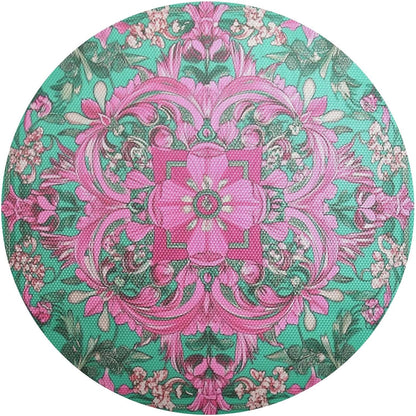 Retro Flower Pattern Peach and Green Round placemats Set Reversible Quilted placemats placemats Washable Plastic placemat with Plate placemats Easy to Clean Waterproof Round placemats Set of 6