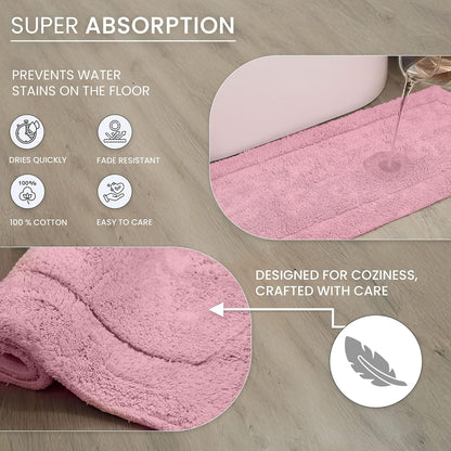 Home Weavers Waterford Collection 100% Cotton Tufted Bath Rug, Extra Soft and Absorbent Bath Rugs, Non-Slip Plush Bath Carpet, Machine Wash, Bath Mat for Bathroom, 20"x20" Contour, Pink