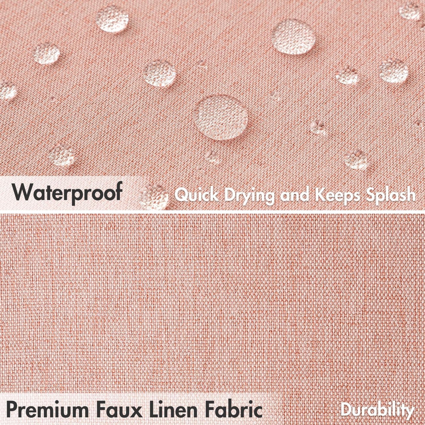 MIULEE Linen Shower Curtain with 12 Metal Hooks Modern Heavy Duty Washable Fabric Shower Curtain Set Waterproof Thick Cloth Shower Curtains for Bathroom Hotel Bathtub, W72*L72, Blush Pink