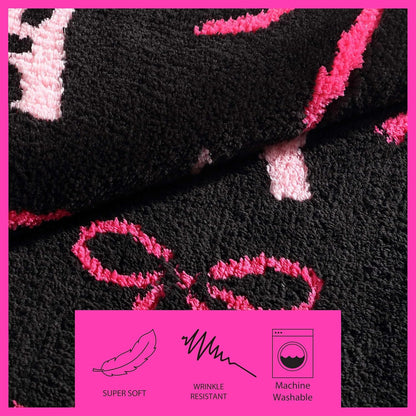 Betsey Johnson - Bath Rug, 20x30 Soft and Cushioned Plush Rug, Skid Resistant Backing, Bows in Paris Pink/Black