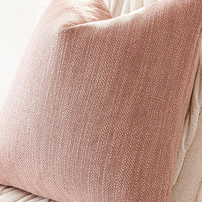 Foindtower Set of 2 Decorative Textured Burlap Linen Throw Pillow Covers Farmhouse Boho Cushion Cover Solid Accent Pillowcase for Couch Sofa Bed Living Room Home Decor,18×18 Inch,Dusty Pink