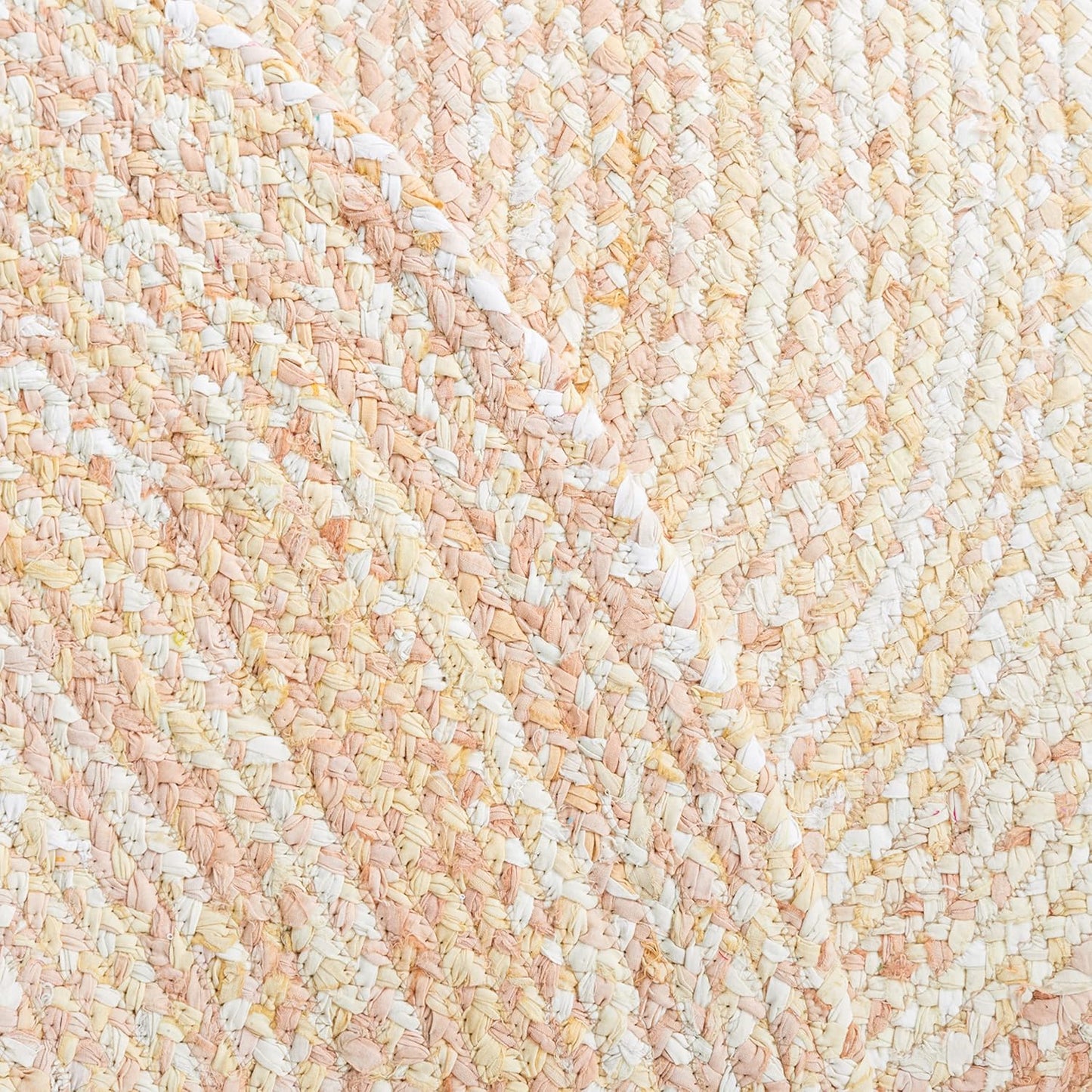 SAFAVIEH Braided Collection Area Rug - 5' x 8' Oval, Beige with Pink Accents, Handmade Cotton, Country Cottage Style, Reversible, Ideal for Areas in Entryway Living Room Bedroom Kitchen (BRD452B)