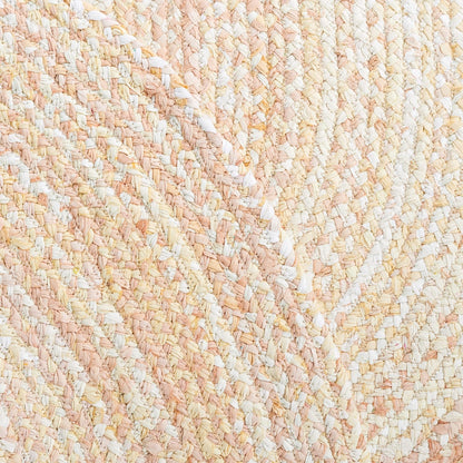 SAFAVIEH Braided Collection Area Rug - 5' x 8' Oval, Beige with Pink Accents, Handmade Cotton, Country Cottage Style, Reversible, Ideal for Areas in Entryway Living Room Bedroom Kitchen (BRD452B)