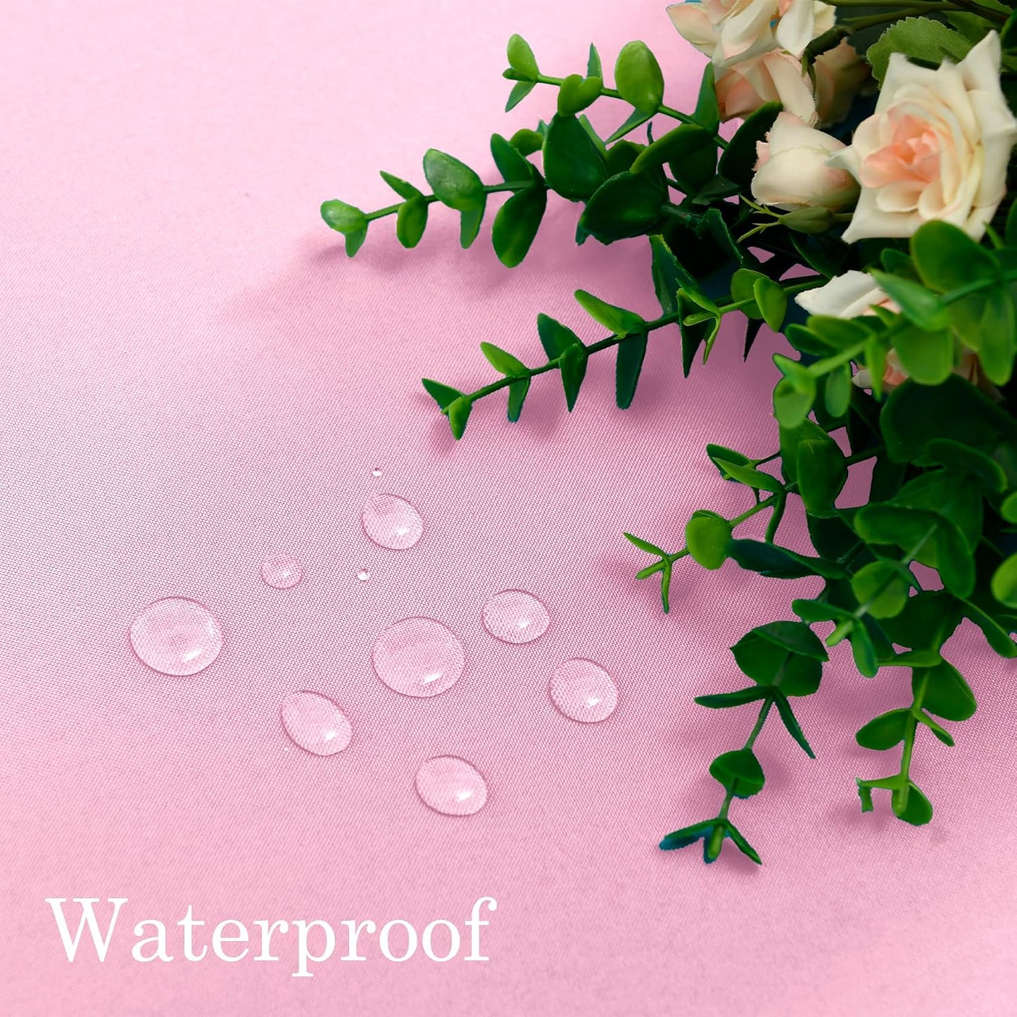 XWZO Round Tablecloth 80 Inch Polyester Folding Table Cloth, Round Table Cover Waterproof Wipe Clean Spillproof for Kitchen Dining Wedding Outdoor Picnic Buffet Party, Light Pink