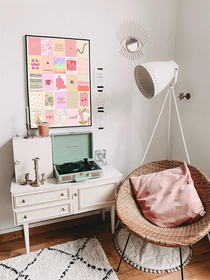 EDUS Pink Danish Pastel Room Decor, Wall Collage Kit, Aesthetic Posters Prints for Teen Girls, Dorm, 50pcs (4x6 inch), Trendy Wall Art