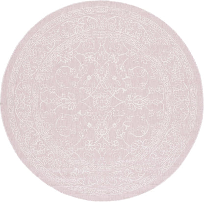SAFAVIEH Courtyard Collection 6'7" Round Soft Pink/Ivory CY8680 Indoor/ Outdoor Waterproof Easy Cleaning Patio Backyard Mudroom Area Rug