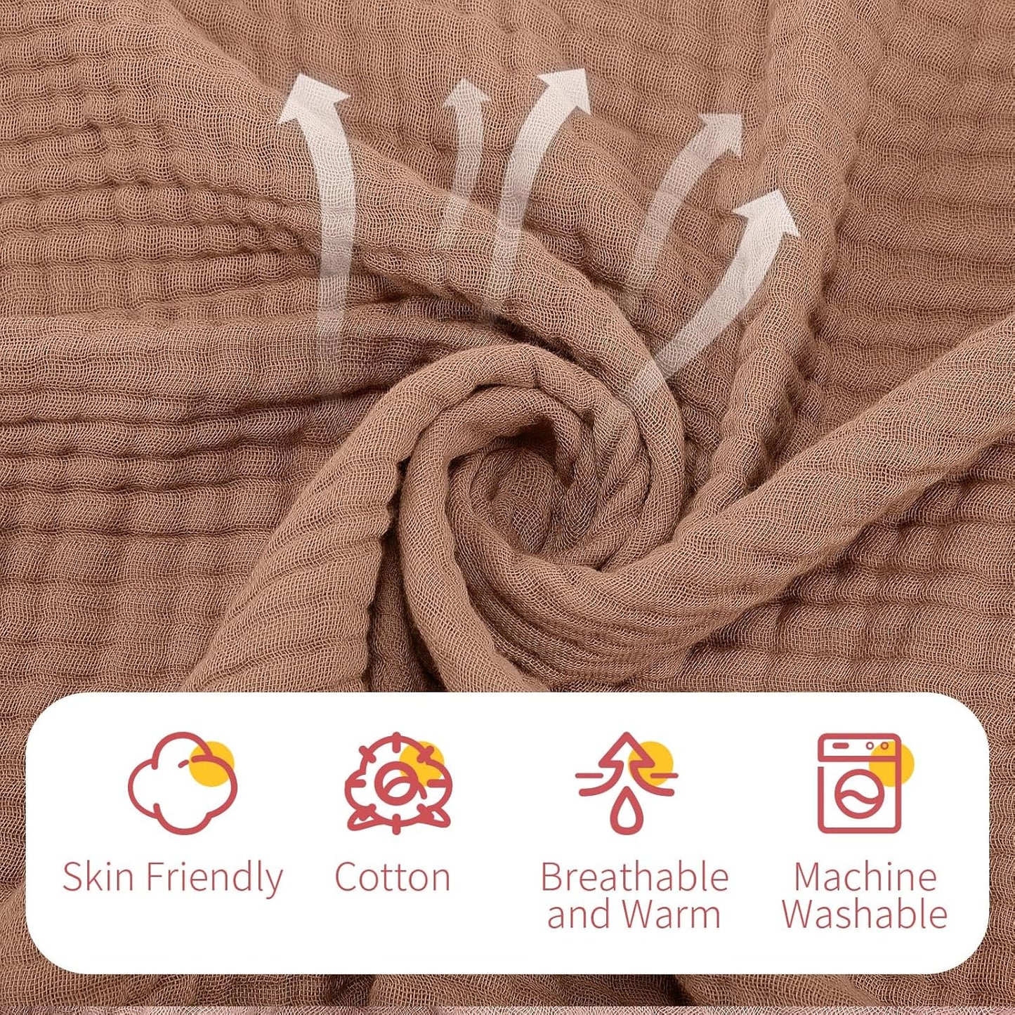 VitalCozy 6 Pcs Baby Muslin Hooded Bath Towels and Washcloths Muslin Cotton Hooded Baby Towels Absorbent Blankets for Gift Newborn Infant Shower (32 x 32 Inch,Light Bean Paste,Rose Pink)
