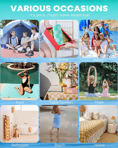 Travel Vacation Essentials Turkish Beach Towel Bath Towels Quick Dry Sand Free Oversized Bath Pool Swim Extra Large XL Blanket Adult Travel Cruise Accessories Must Haves Clearance Stuff Necessities