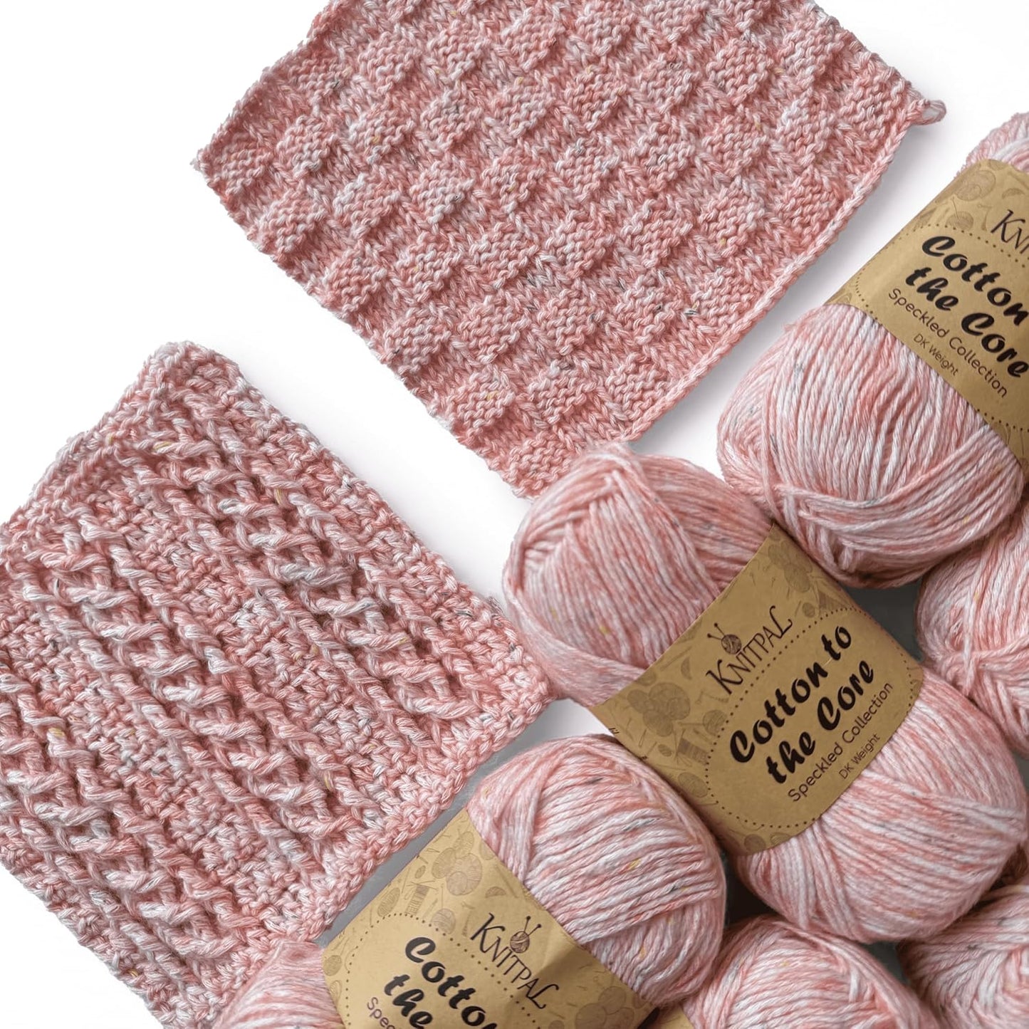 Cotton to The Core Speckled Soft Baby Yarn for Crocheting, 6-Pack (810Yds / 300G), Free Patterns - Size 3 DK Light Worsted Weight Cotton Yarn for Knitting - Light Peach