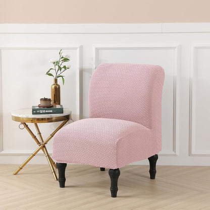 LiveGo Armless Accent Chair Cover Slipcover,Slipper Chair Stretch Spandex Removable for Armless Chair Furniture Protector for Living Dining Room Hotel (Pink)