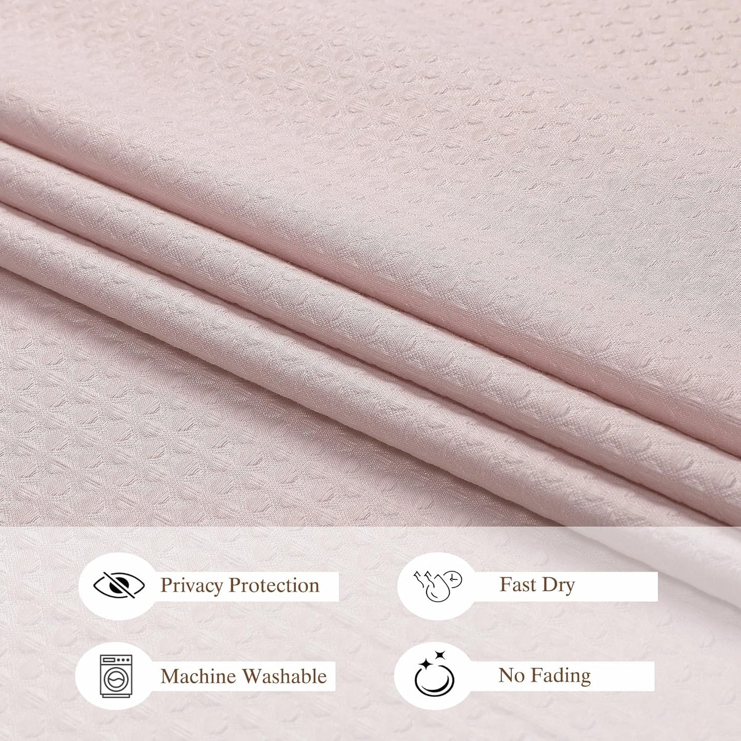 Aiyufeng Pink Shower Curtains for Bathroom，Dot Like Embossed Textured Waterproof Soft Polyester Cloth Shower Curtain，Hotel Spa Machine Washable，72Wx72L
