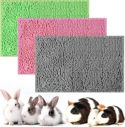 Riakrum 3 Pcs Guinea Pig Bedding Reusable Small Animal Guinea Pig Bed Fleece Pee Pad Absorbency Washable Pet Cage Liner for Bunny Hamsters(Pink, Green, Gray)