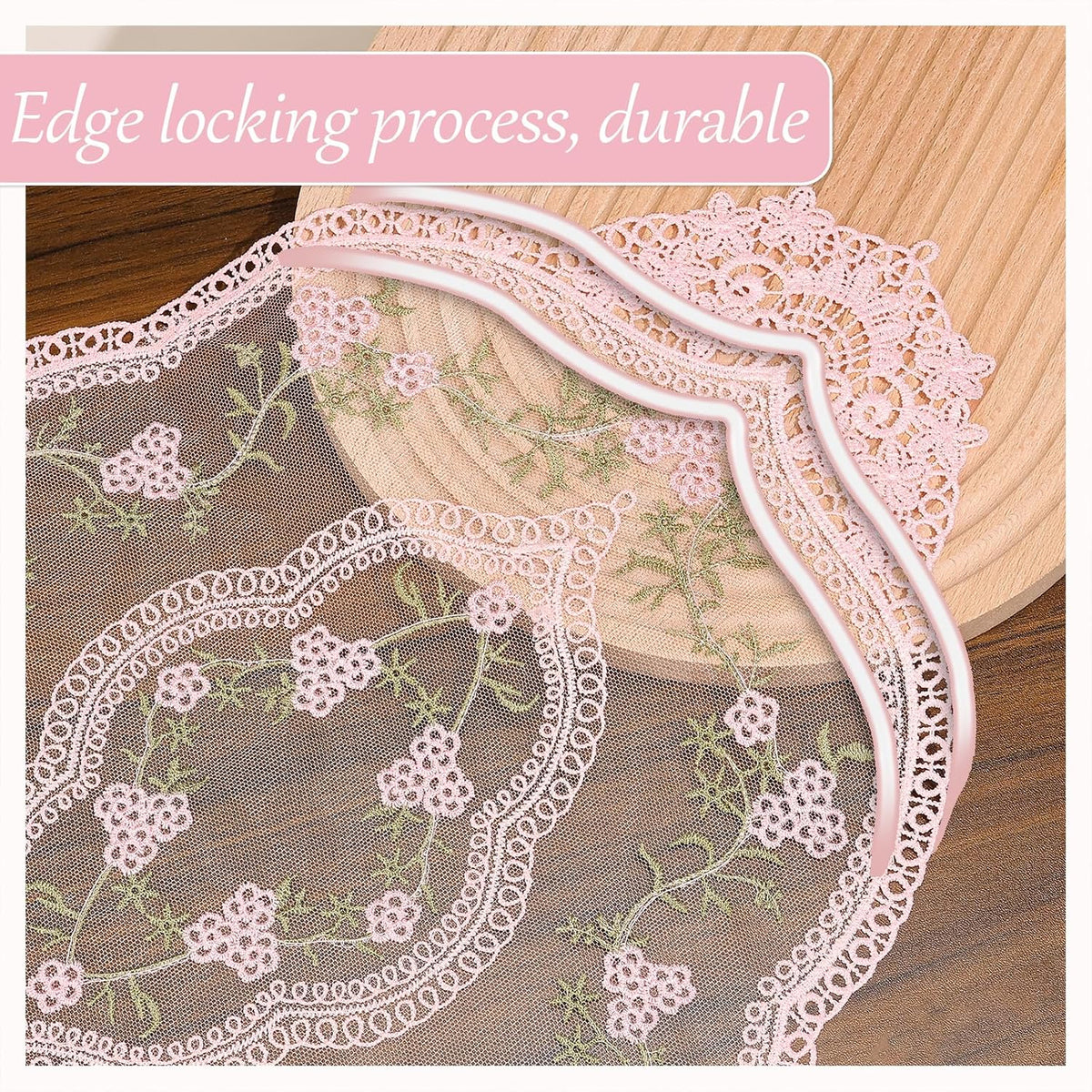 4Pcs Retro Lace Placemat | Lace Doilie for Tables Elegant French Crochet Doilies Pink Oval Cup Mat | Table Mats Fashionable Laces Doilies Hollow Vase Mat for Table Decor Home Kitchen Wedding(Pink)