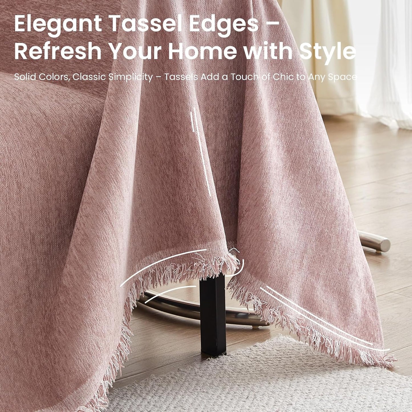 Couch Cover Blanket - Thick Chenille Sofa Cover Protector for Large Couch, Washable Slip Sofa Throw for Dogs, Pets, Cats, Chairs, Cushions & Sectional Seats (71 x 150, Light Pink)