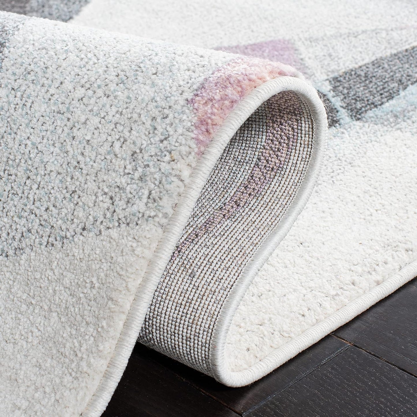 SAFAVIEH Porcello Collection Area Rug - 5'3" x 7'6", Ivory & Pink, Modern Abstract Design, Non-Shedding & Easy Care, Ideal for High Traffic Areas in Living Room, Bedroom (PRL6940A)