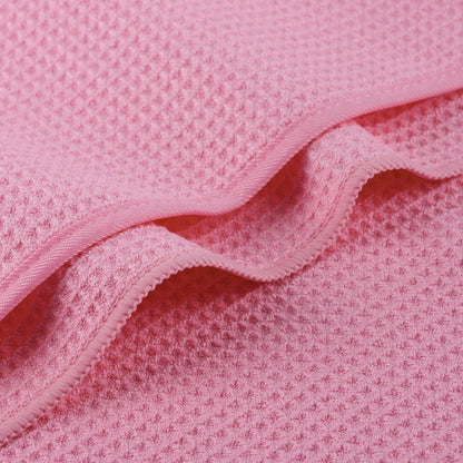 MICROFI Waffle Weave Bath Towel Set, Microfiber, 4 Pieces (Body/Hair/Hand/Face), Quick Dry, Lightweight, Super Absorbent, Lint Free, 380 GSM (Pink)