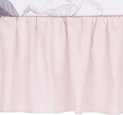 Lambs & Ivy Floral Garden Pink Linen Shirred Crib Skirt/Dust Ruffle