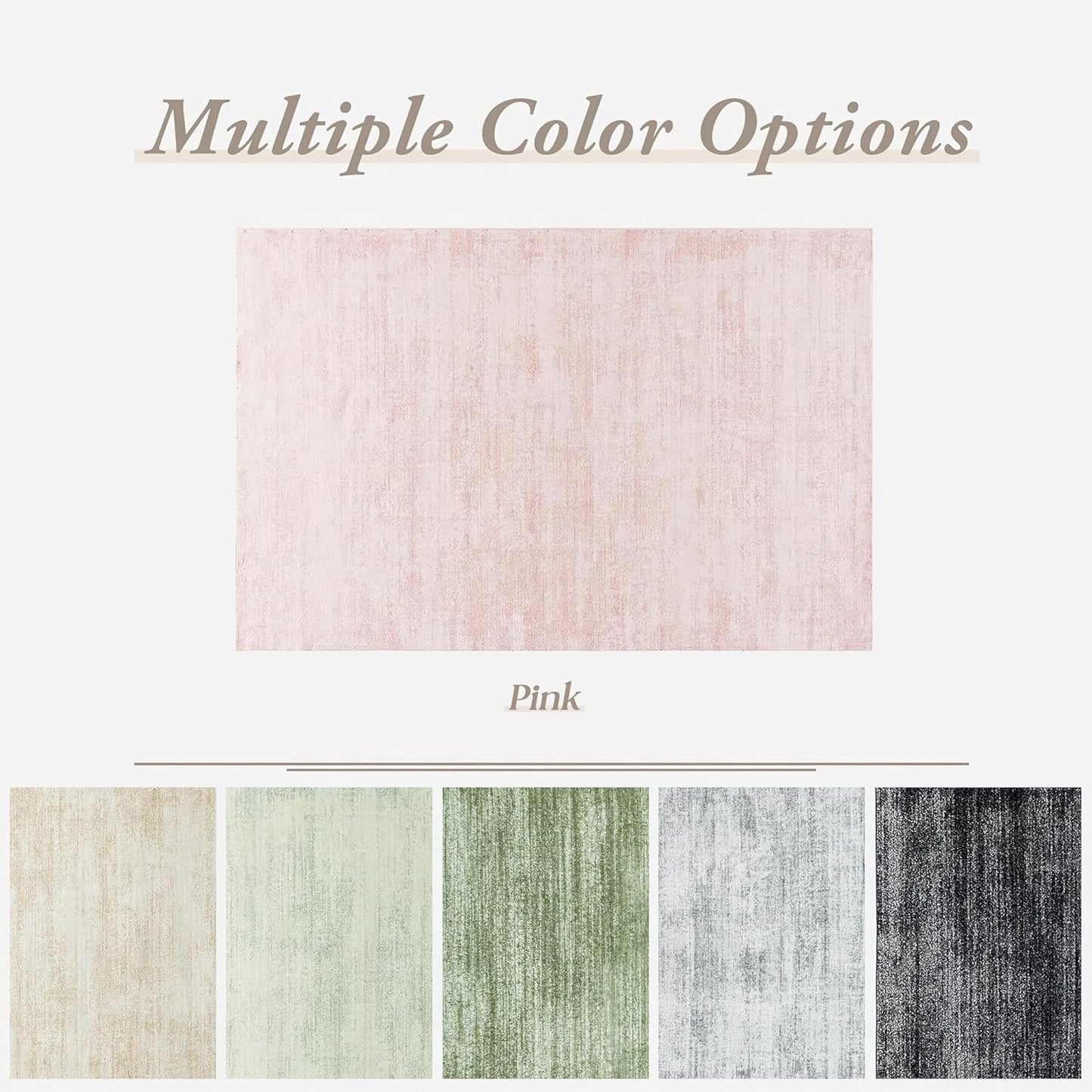 BILEEHOME Pink Area Rugs for Bedroom,Boho Washable Neutral Baby Rug for Nursery,6x9,Blush Pink Low Pile Soft Ombre Rug for Living Room Dining Room Kids Room Office 6 x 9