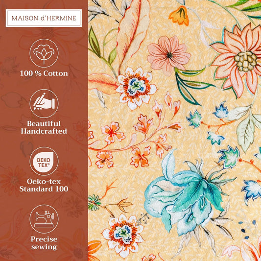 Maison d' Hermine Placemats Set of 4 100% Cotton Washable Cloth Place Mats Reusable Table Mats for Kitchen Dining Party Wedding Hotel Home Restaurant Spring Summer(Luxury Loft - Peach, 13" x 19")