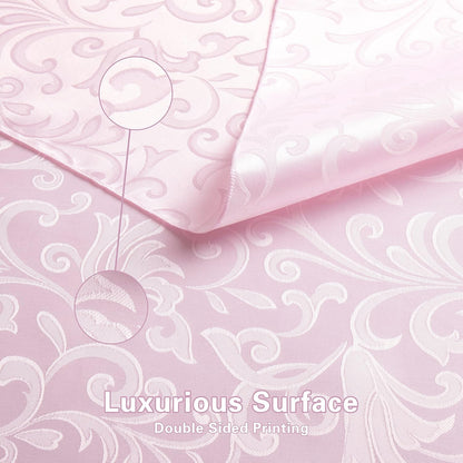 8 Pieces Scroll Damask Jacquard Light Pink Placemats,13 x 19 inch Protect Surface Heat and Stain Resistant Dinner Mats