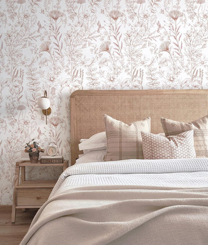 CiCiwind Pink Peel and Stick Wallpaper Floral Wall Paper Modern Boho Contact Paper for Bedroom Removable Self Adhesive Wallpaper for Bathroom Living Room Papel Tapiz para Pared 17.3"×78.7”