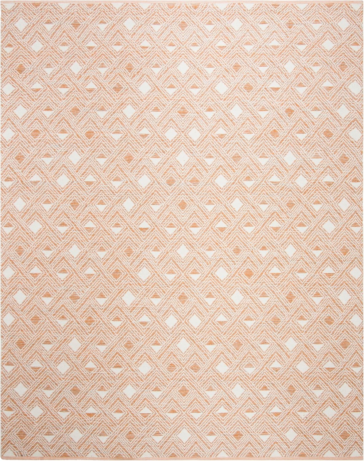 SAFAVIEH Area Rug 8x10 - Montauk Collection - Large - Peach & Ivory, Handmade Cotton, Ideal for Living Room, Bedroom, Office, Dining Space (MTK614O)