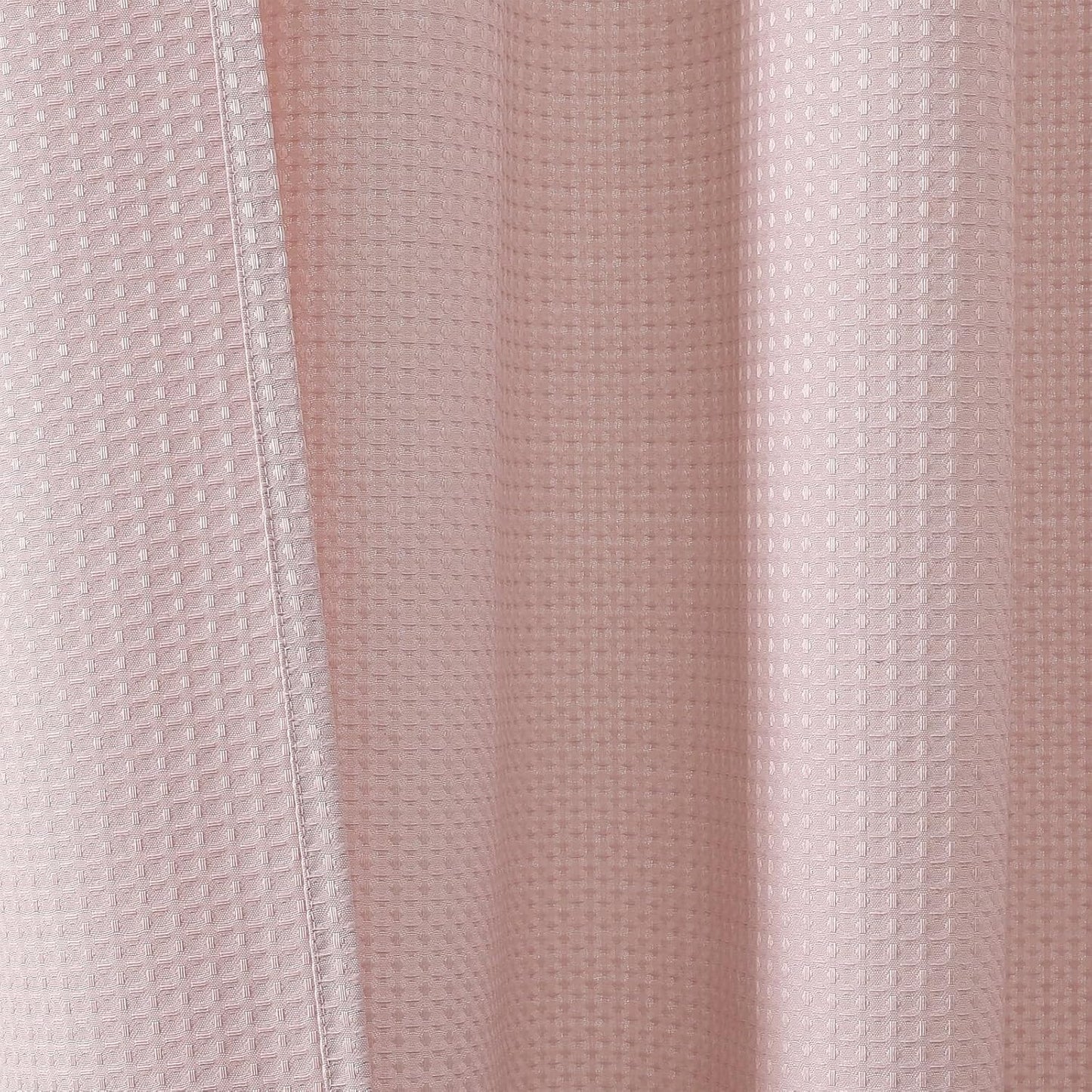 OVZME Blush Pink Shower Curtain Set, Waffle Textured Heavy Duty Fabric Shower Curtain for Bathroom, Luxury Hotel Weighted 230GSM Waterproof Bath Curtain with 12 Plastic Hooks, Machine Washable, 72x72