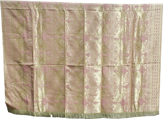 RaanPahMuang Thick Thailand Woven Silk Bedspread Sheet or Bedsheet, 58 inch x 78 inch, Elephants Peach Pink