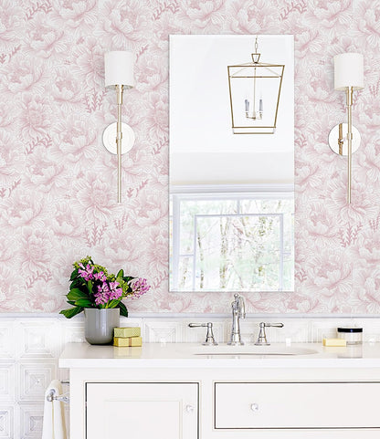 Guvana 17.3in×118in Floral Peel and Stick Wallpaper Boho Contact Paper Pink and White Wall Paper Modern Removable Wallpaper for Bedroom Bathroom Nursery Mural Wall Self Adhesive Waterproof Vinyl Roll