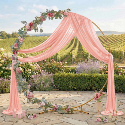 MDS® Pack of 1 Wedding Arch Drape Panel (30" Width x 20ft Long) Sheer Chiffon Arbor Canopy Drapery Fabric for Wedding Ceremony Reception Decoration Party Ceiling Backdrop Curtain Swag - Peach