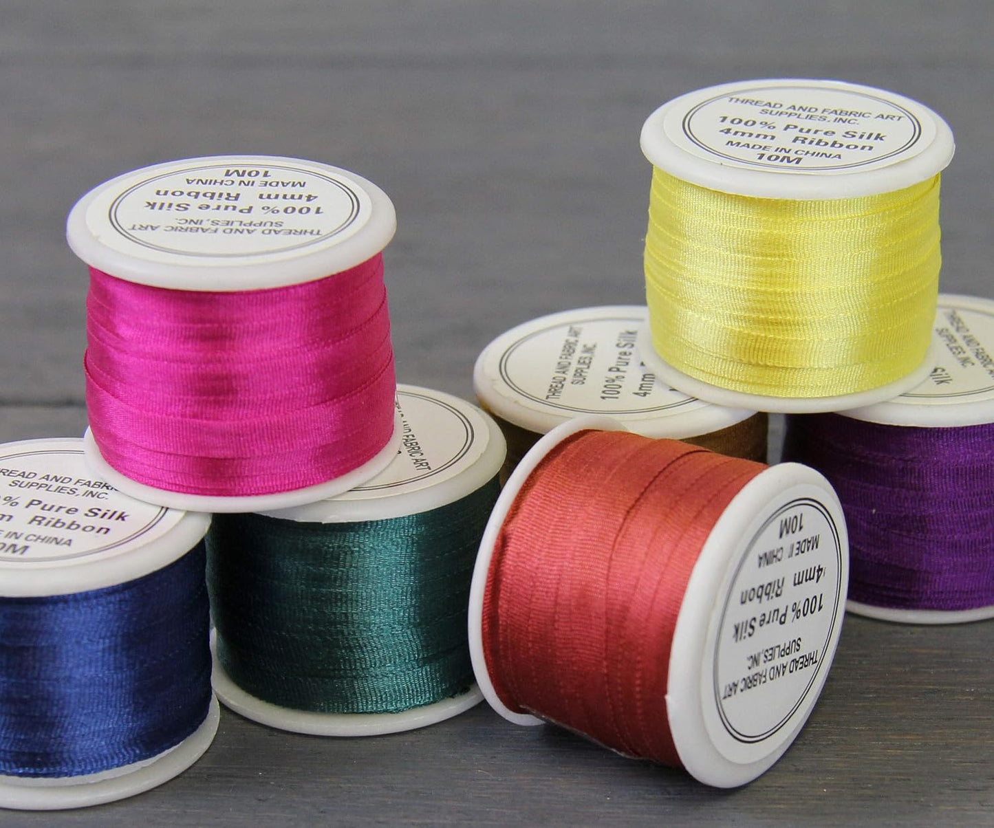 Threadart Pastel Peach 4mm 100% Pure Silk Ribbon - Single Spool | Soft 100% pure silk ribbon on a single spool - perfect for ribbon embroidery, bows, jewelry & fine crafts