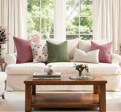 MIULEE Decorative Throw Pillow Covers 18x18 Pack of 2 Blush Pink Spring Couch Pillow Covers Soft Cozy Textured Chenille Pillowcases for Home Decor Sofa Living Room Cushion Bedroom