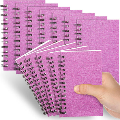 Jutom 18 Pcs Small Spiral Notebooks Memo Pads 3x5 Bulk Small Pocket Notebooks Mini Notepads with Lined Pages Mini Journals for Office School Work Supplies, 120 Pages (Glitter Pink)