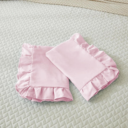 Microfiber Ruffle Pillow Shams Standard Size Set of 2, 20X26 - Solid Ruffled Fringe Design Pillow Cases Soft & Breathable - Unique Collection Decorative Pillow Covers 20X26 - Baby Pink