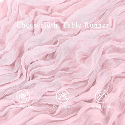 8 Pack Pink Cheesecloth Table Runner 17x108 inch Boho Gauze Cheese Cloth Table Runners for Wedding Party Baby Bridal Shower Home Decor