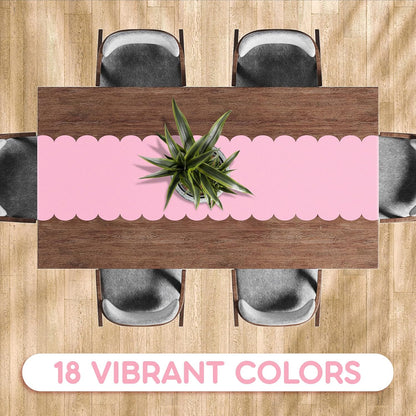 Light Pink Plastic Disposable Table Runner. 5 Pack 14 x 108 inch. Scallop Table Runner Adds A Pop of Color to Your Party Table, by Swanoo