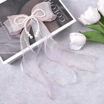 Pink Bow Curtain Tiebacks, 2 Pcs Elegant Pink Bow Butterfly Curtain Tiebacks with Pearls Sweet Bowknot Holdbacks for Stylish Home Bedroom Offices Dining Rooms Wedding Party Decoration