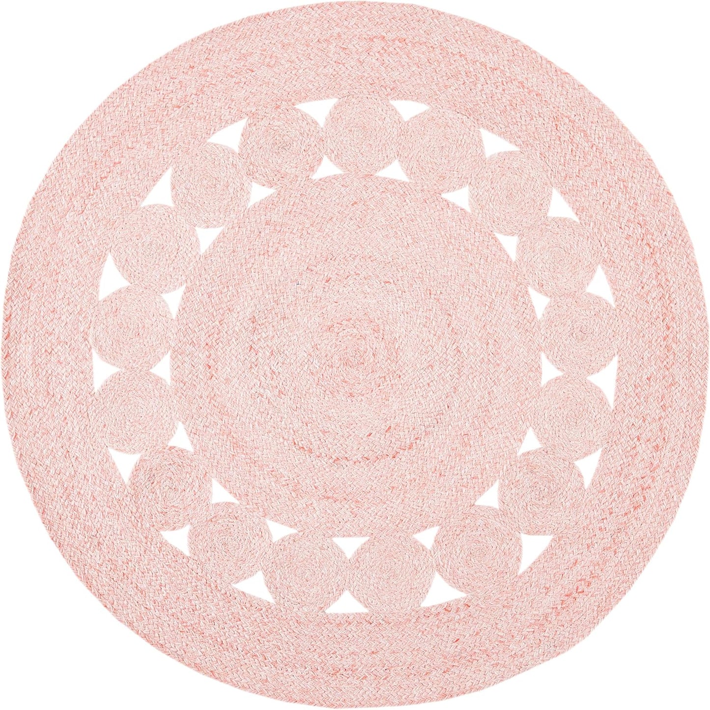 SAFAVIEH Cape Cod Collection 4' Round Pink CAP225U Handmade Braided Area Rug