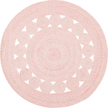 SAFAVIEH Cape Cod Collection 4' Round Pink CAP225U Handmade Braided Area Rug
