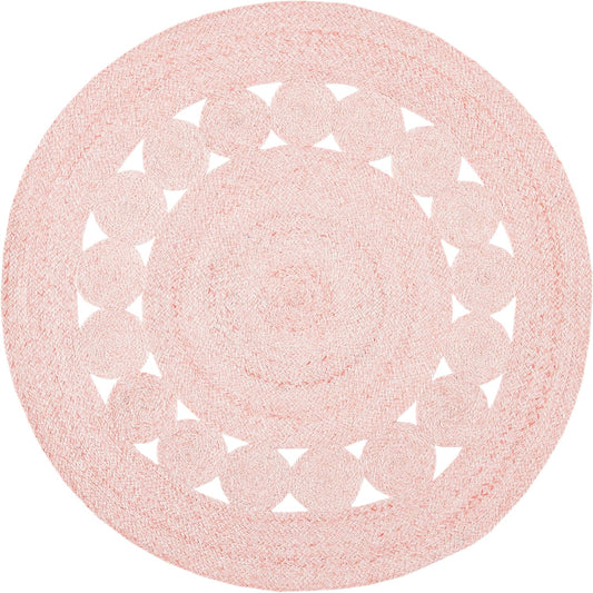 SAFAVIEH Cape Cod Collection 4' Round Pink CAP225U Handmade Braided Area Rug