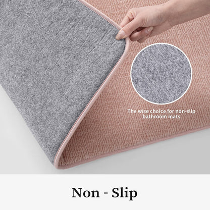 YIHOUSE Bathroom Rug Set 2 Piece, Memory Foam Pink Bath Mat Set Non-Slip Quick Dry Bath Mats for Bathrooom