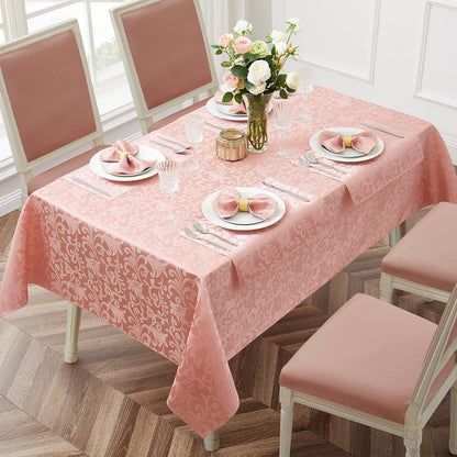 4 Pieces Scroll Damask Jacquard Coral Gold Placemats,13 x 19 inch Protect Surface Heat and Stain Resistant Dinner Mats