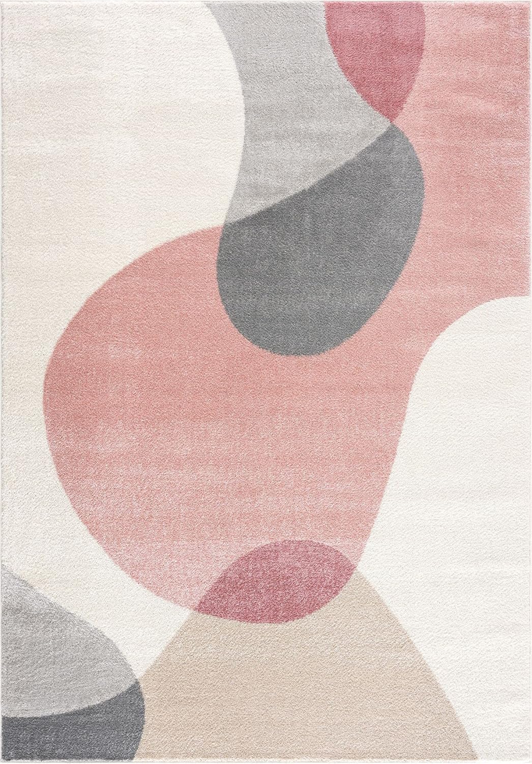 Abani Rugs Cream and Pink 5’3” x 7’6” (5'x8') Contemporary mid-Century Rug with Beige and Pink Geometric Circle. Minimalistic Design Rectangular Area Rug. Turkish Stain Resistant Area Rug.