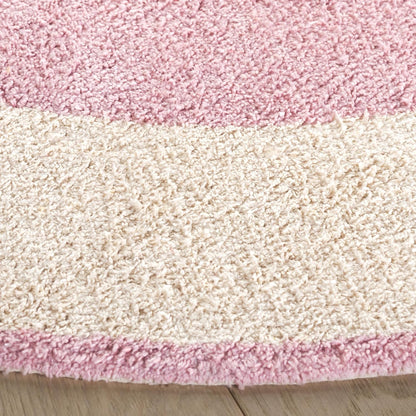 SAFAVIEH Washable Rug Easy Care Collection - 4' Round, Ivory & Pink, Handmade Cotton, Easy to Clean, Ideal for Foyer, Kitchen, Nursery, Office, Bedroom (ECR220U)