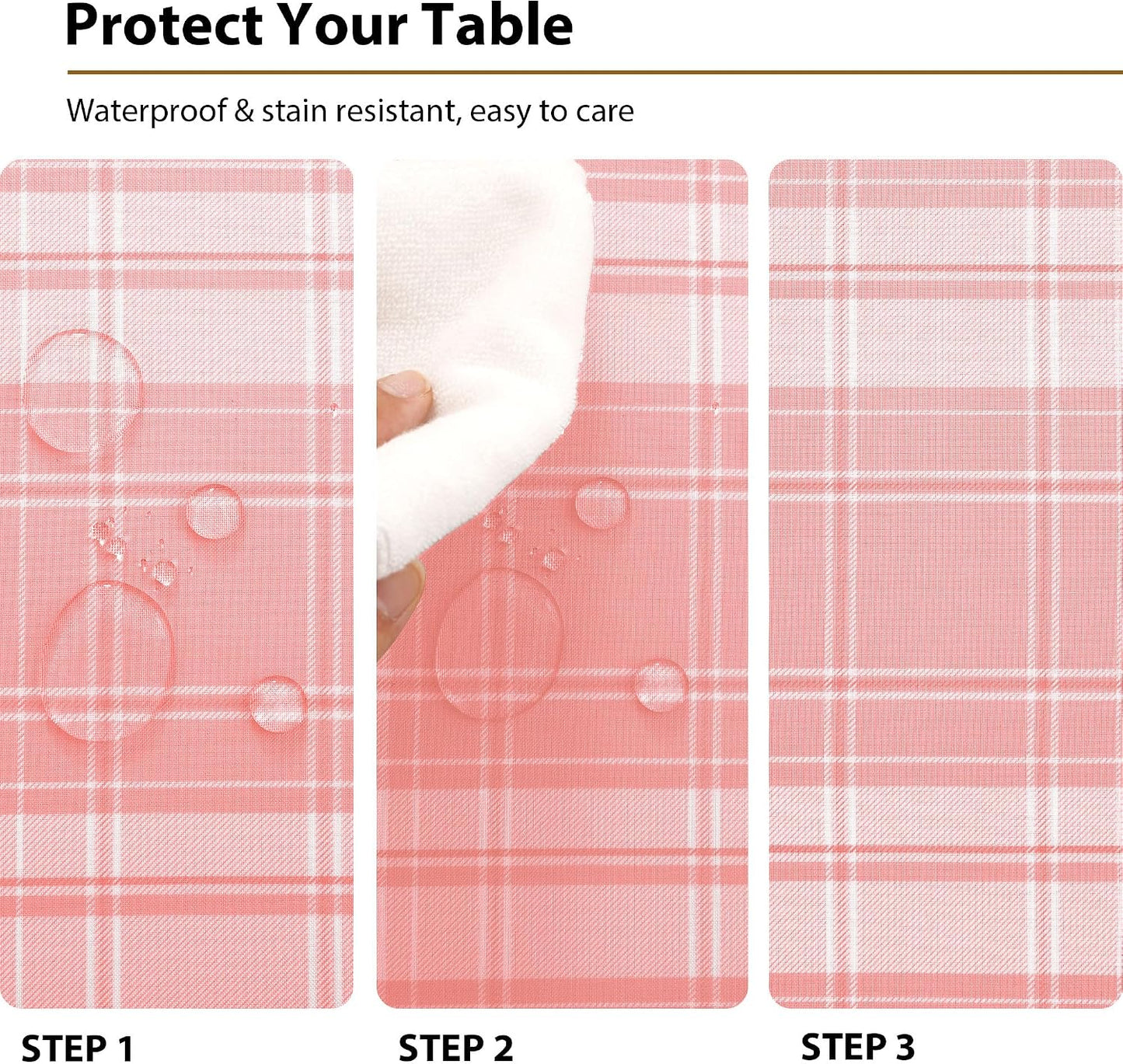 Hiasan Pink Square Gingham Tablecloth 54 x 54 Inch, Waterproof Checkered Tablecloth, Wrinkle Resistant Washable Wipeable Table Covers for Dinner Kitchen Picnic Wedding Party