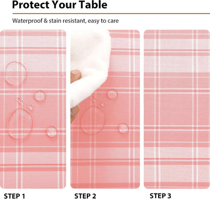 Hiasan Pink Square Gingham Tablecloth 54 x 54 Inch, Waterproof Checkered Tablecloth, Wrinkle Resistant Washable Wipeable Table Covers for Dinner Kitchen Picnic Wedding Party