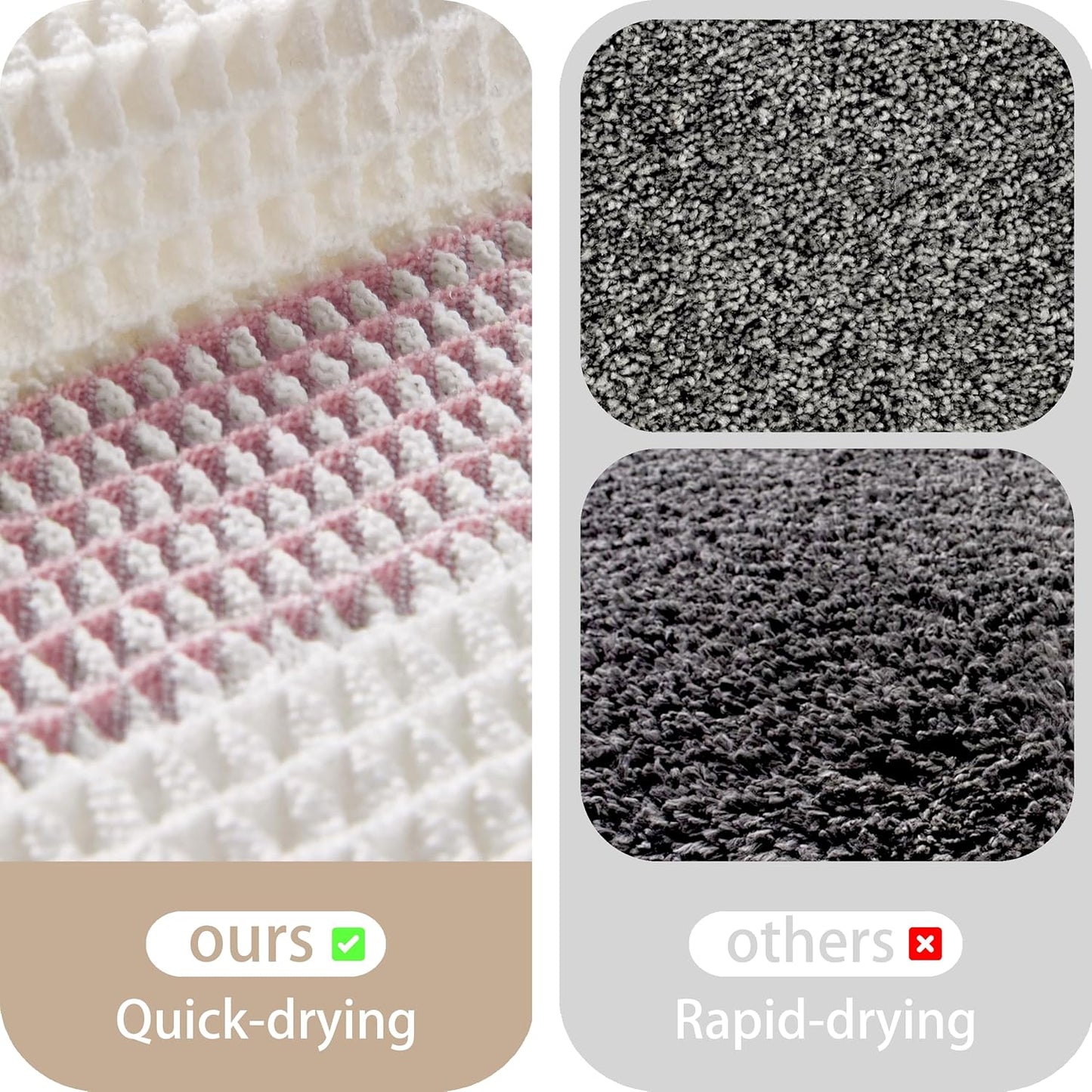 Waffle Bath Mat Non Slip, Boho Bathroom Rug, Super Absorbent Quick Dry Bathroom Mat, Soft Farmhouse Bath Rug with Tassels, Small Washable Shower Mats for Floor 20"x32", White and Pink