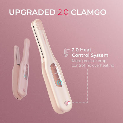 TYMO Mini Flat Iron for Short Hair, Portable Curling Iron for Travel, Hair Straightener and Curler 2 in 1, Small Pencil Flat Iron with Curved, Pink