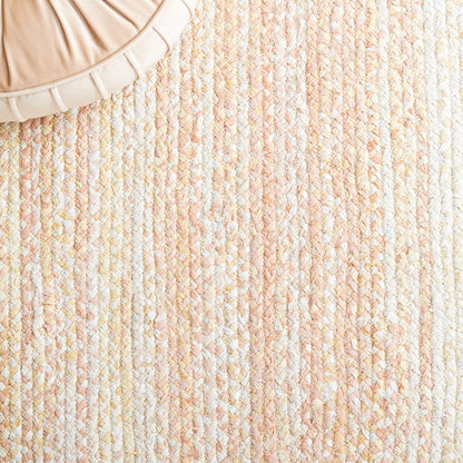 SAFAVIEH Braided Collection Area Rug - 3' x 5' Oval, Beige with Pink Accents, Handmade Cotton, Country Cottage Style, Reversible, Ideal for Areas in Entryway Living Room Bedroom Kitchen (BRD452B)